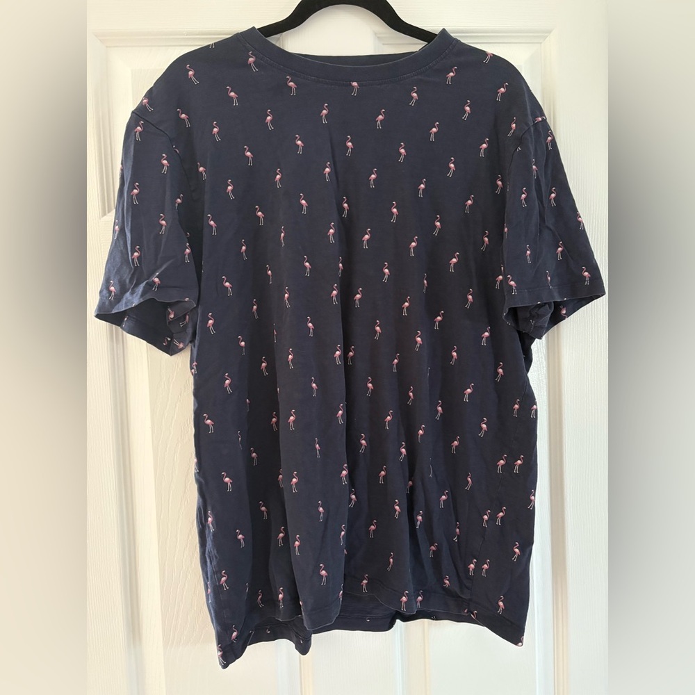 Primark Blue and Pink Short Sleeve Tee with Flamingo Pattern